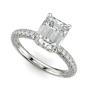 Sonya Emerald Cut Pave Hidden Halo Engagement Ring Setting - Nivetta